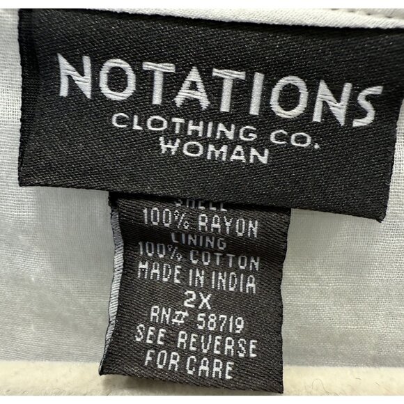 Notations Womens Cream Embroidered Tie-Front Blouse 2X Long Sleeve Tunic Top NWT - Picture 4 of 8